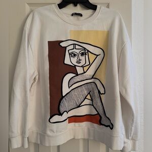 Zara White Ribbed Knit Top